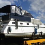 Valkkruiser 12.50 AK Dutch motor yacht Hypnautic (1994) – port quarter view and canopy