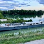 Freycinet barge 38.97 m BONANZA (1957) – exterior view moored on the canal