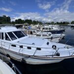 Kim Marine trawler Le Feeling (1977) – exterior port-side view in the marina