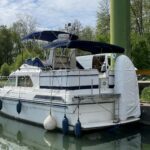 Fairline 36 motor yacht Stella (1989) – starboard stern view at the mooring