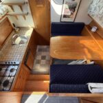Smelne 1140 Dutch motor cruiser Dreamflower (1985) – galley and dinette seen from above