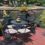 Dutch Hagenaar barge 18 m ANNA (1911) – foredeck with garden furniture and windlass
