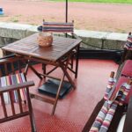 Dutch Hagenaar barge 18 m ANNA (1911) – aft deck arranged as a terrace with table and chairs