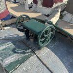 Dutch Tjalk sailing barge Osseo (1890) – close-up of the cast-iron manual windlass