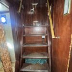 Dutch Tjalk sailing barge Osseo (1890) – wooden interior companionway stairs