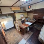 Dutch Tjalk sailing barge Osseo (1890) – cabin under refit with radiator and berth