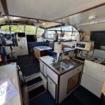 Connoisseur 1135 river cruiser Ingrine (1986) – galley and saloon towards the wheelhouse