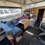 Connoisseur 1135 river cruiser Ingrine (1986) – overall view of the saloon towards the galley