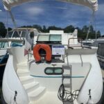 Nicols 1100 river cruiser Lodève (1998) – aft deck with bathing ladder and awning