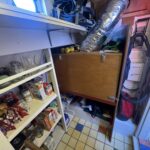 Dutch Luxe-Motor barge Dulcinea (1929) – pantry shelves and storage chest in the utility room