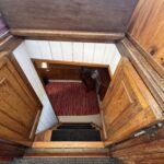 Dutch Luxe-Motor barge Dulcinea (1929) – wooden companionway stairs down to the aft cabin