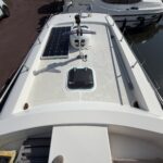 Vetus 1200 Damier Dutch motor cruiser (1992) – foredeck with solar panel and deck hatch