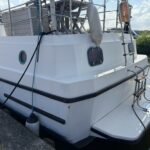 Vetus 1200 Damier Dutch motor cruiser (1992) – stern with bathing platform and boarding ladder