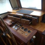 Dutch Luxe-Motor barge 14.50 m (1928) – helm station with wooden wheel and instruments