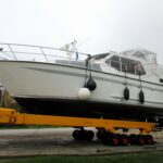 Van Vliet Atico 38 motor cruiser Joanne (1994) – hull ashore on boat hoist