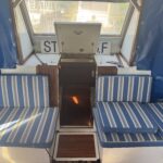 Schouten Muiden trawler Tibo (1978) – aft cockpit, bench seats and companionway
