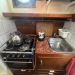 Schouten Muiden trawler Tibo (1978) – galley with gas cooker, oven and sink